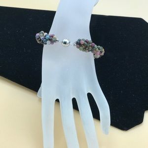 Sterling Silver Tourmaline Beaded Bracelet.